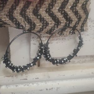 metal hoop earrings with Rhinestones